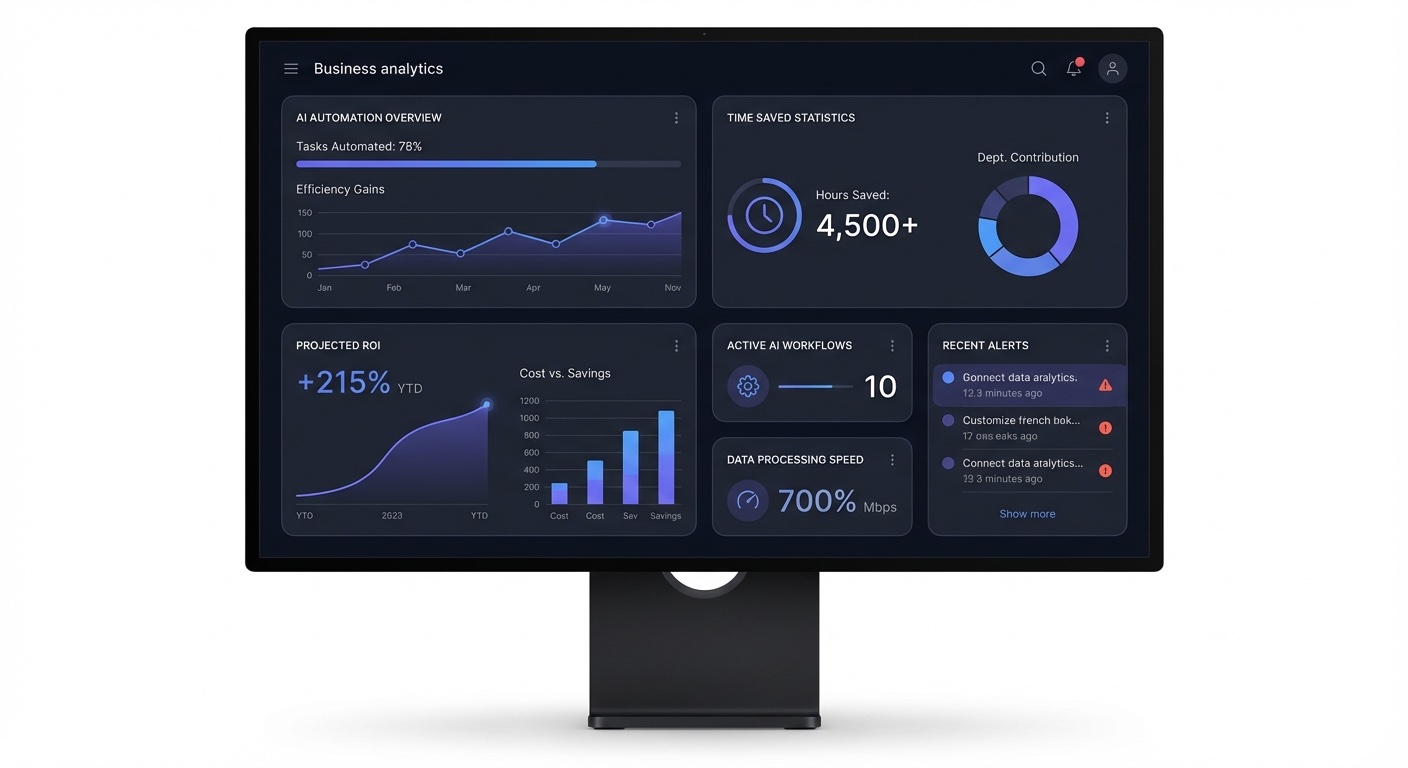 AI automation agency ROI metrics and analytics dashboard for small businesses