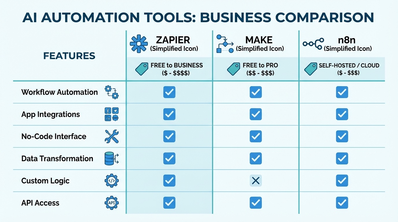 AI automation tools comparison for small business - pricing and features
