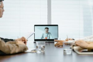 business team reviewing AI meeting notes