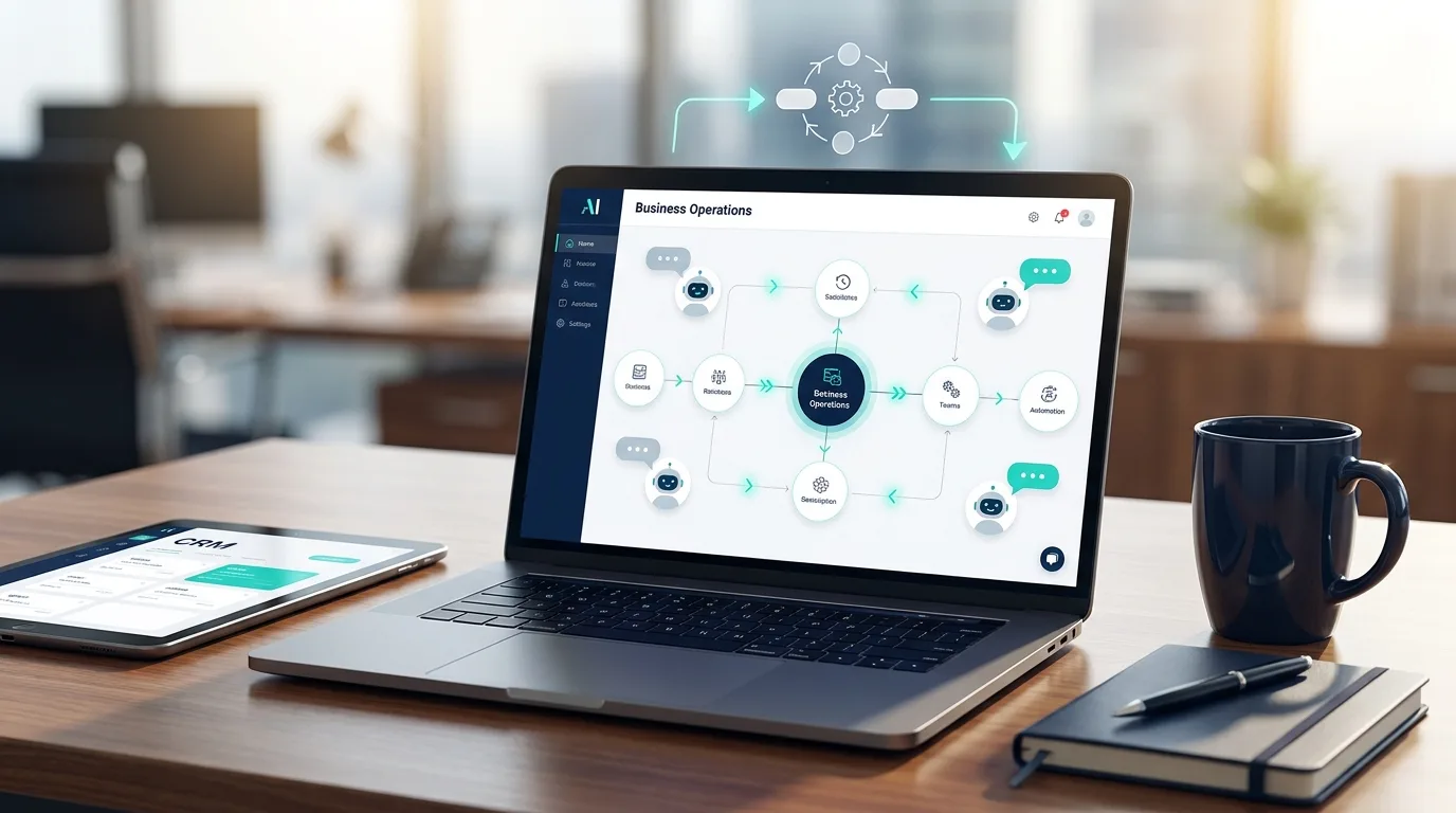 AI workflow automation dashboard illustration for business operations