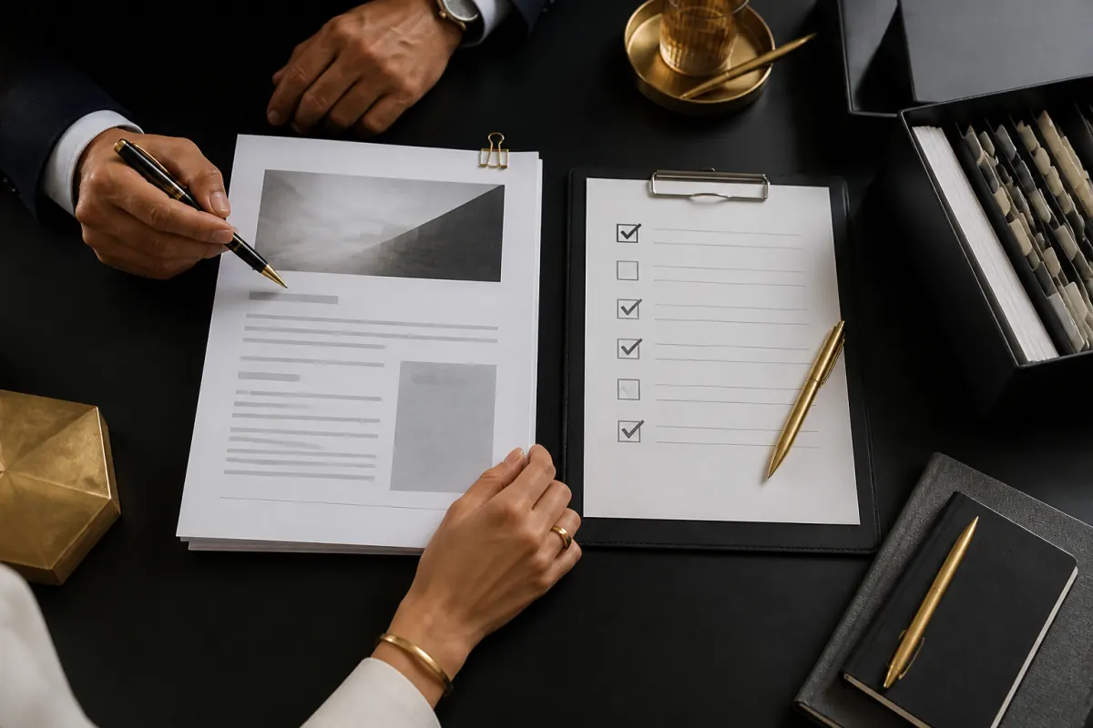 Proposal team reviewing an AI-assisted RFP response and approval checklist